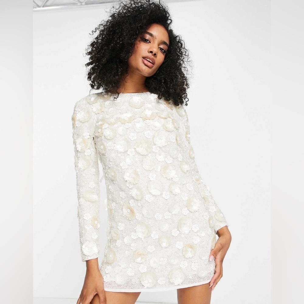 ASOS DESIGN floral embellished mini shift dress